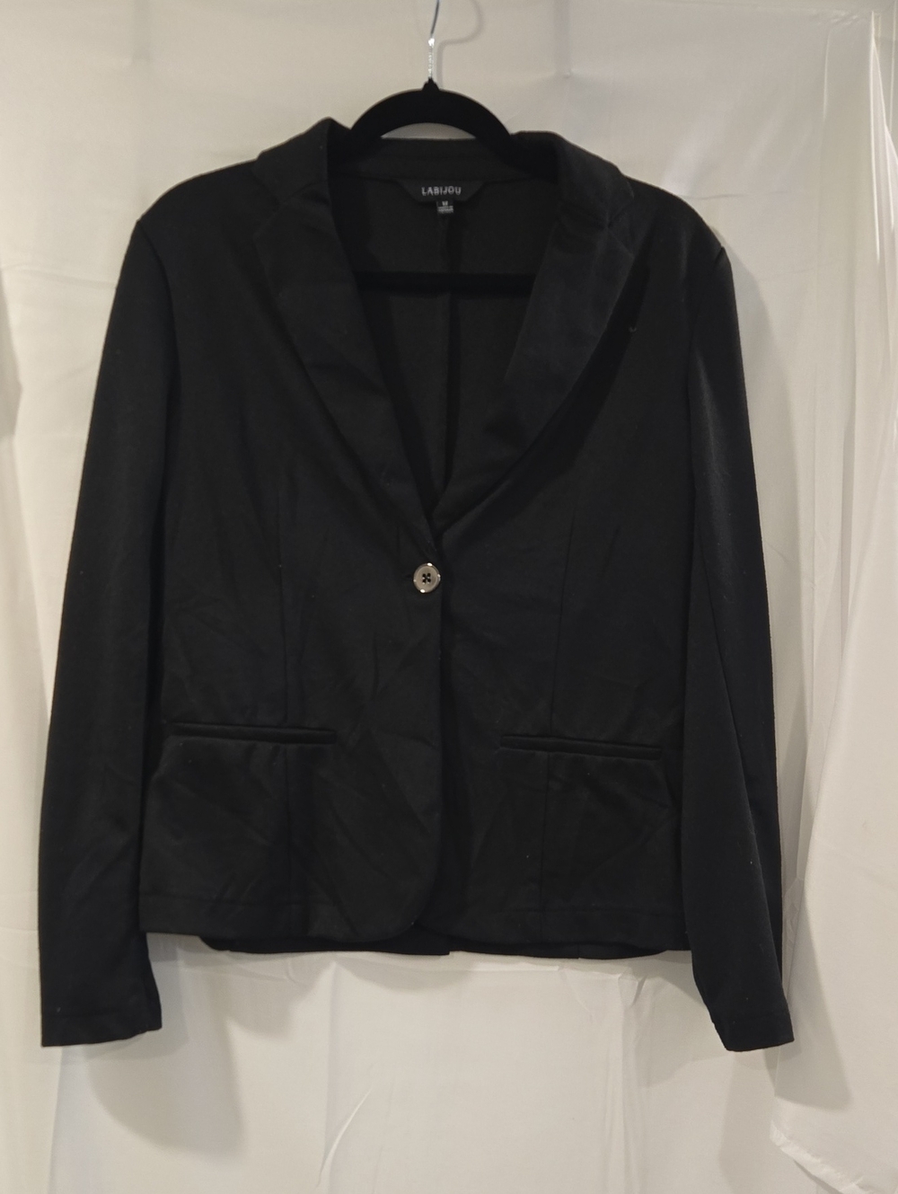 LABIJOU Women's Black Single-Button Knit Blazer Jacket